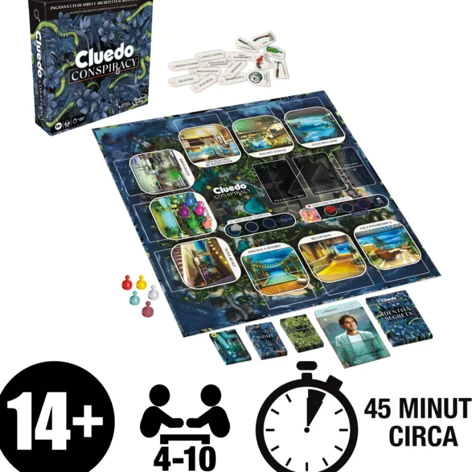 Cluedo Conspiracy, Gioco Da Tavolo Per Adulti E Ragazzi, Dai 14 Anni In Su, Gioco Di Strategia Con Identita Segrete, Per 4-10 Giocatori