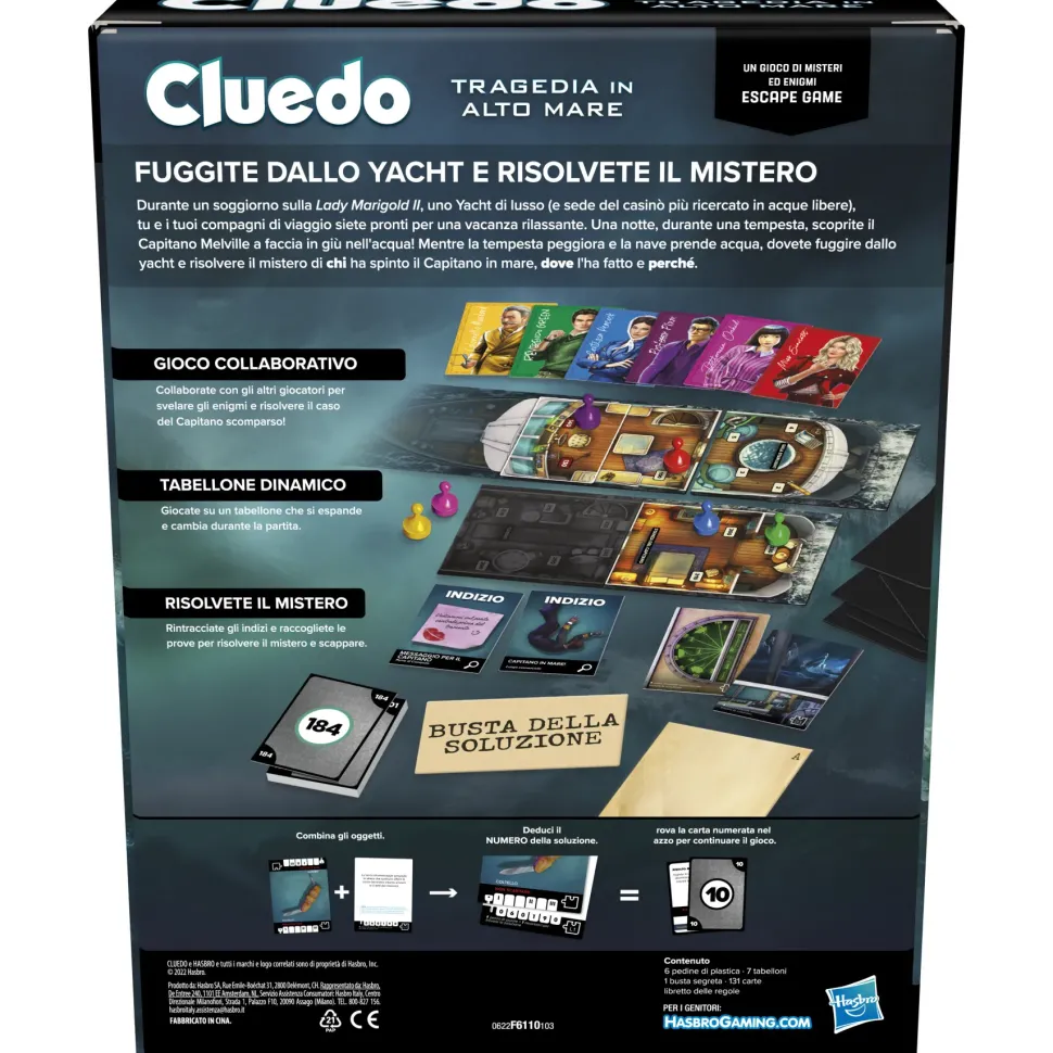 Cluedo Escape Tragedia In Alto Mare, Un Gioco Di Misteri Ed Enigmi In Versione Escape Game, Gioco Cooperativo Per Le Famiglie
