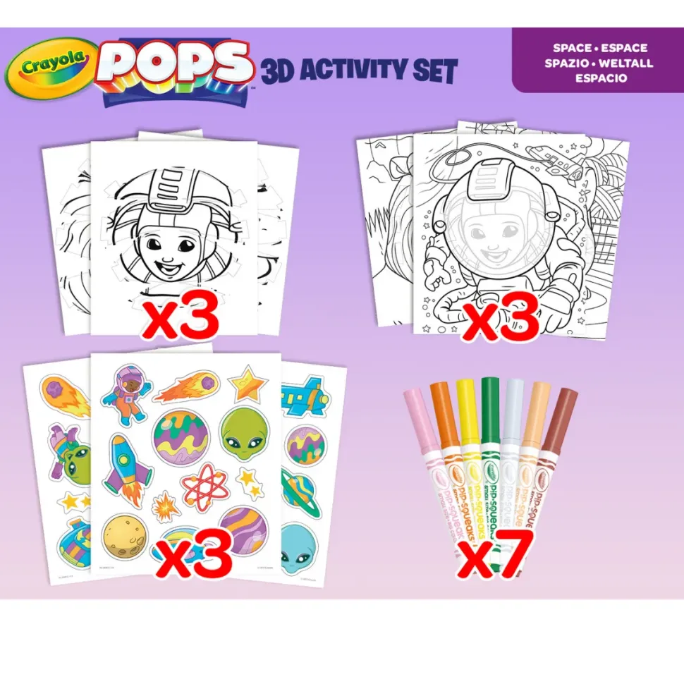 Crayola Pops 3D Activity Set Spazio E Astronauti Colora E Crea Disegni Tridimensionali