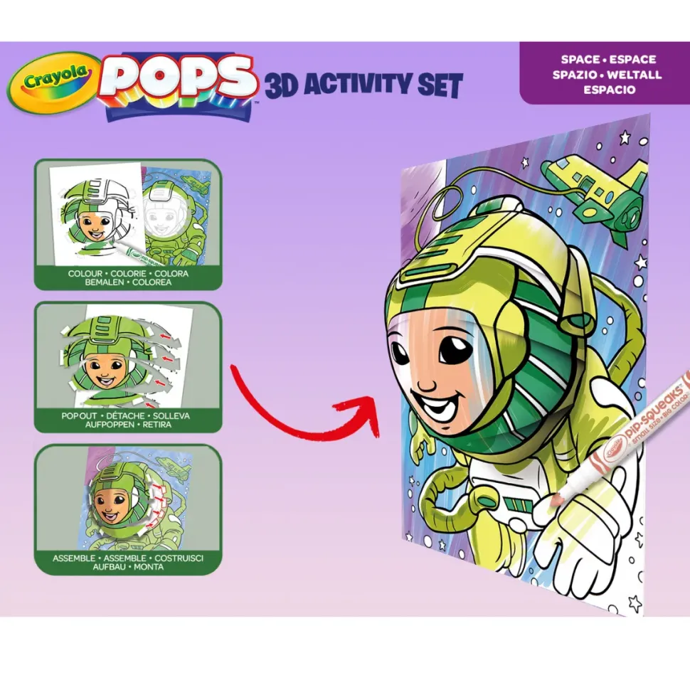 Crayola Pops 3D Activity Set Spazio E Astronauti Colora E Crea Disegni Tridimensionali