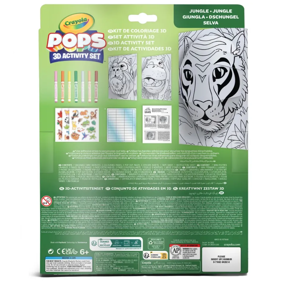 Crayola Pops 3D Activity Set Tigre E Giungla Colora E Crea Disegni Tridimensionali