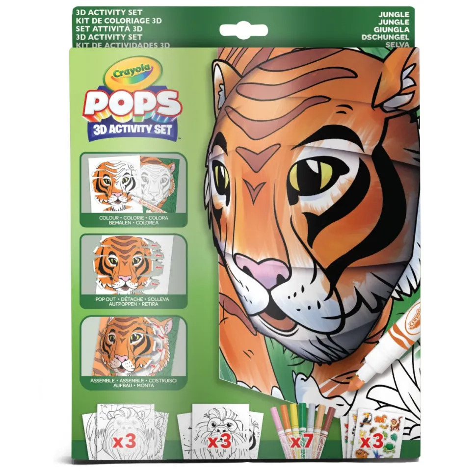 Crayola Pops 3D Activity Set Tigre E Giungla Colora E Crea Disegni Tridimensionali