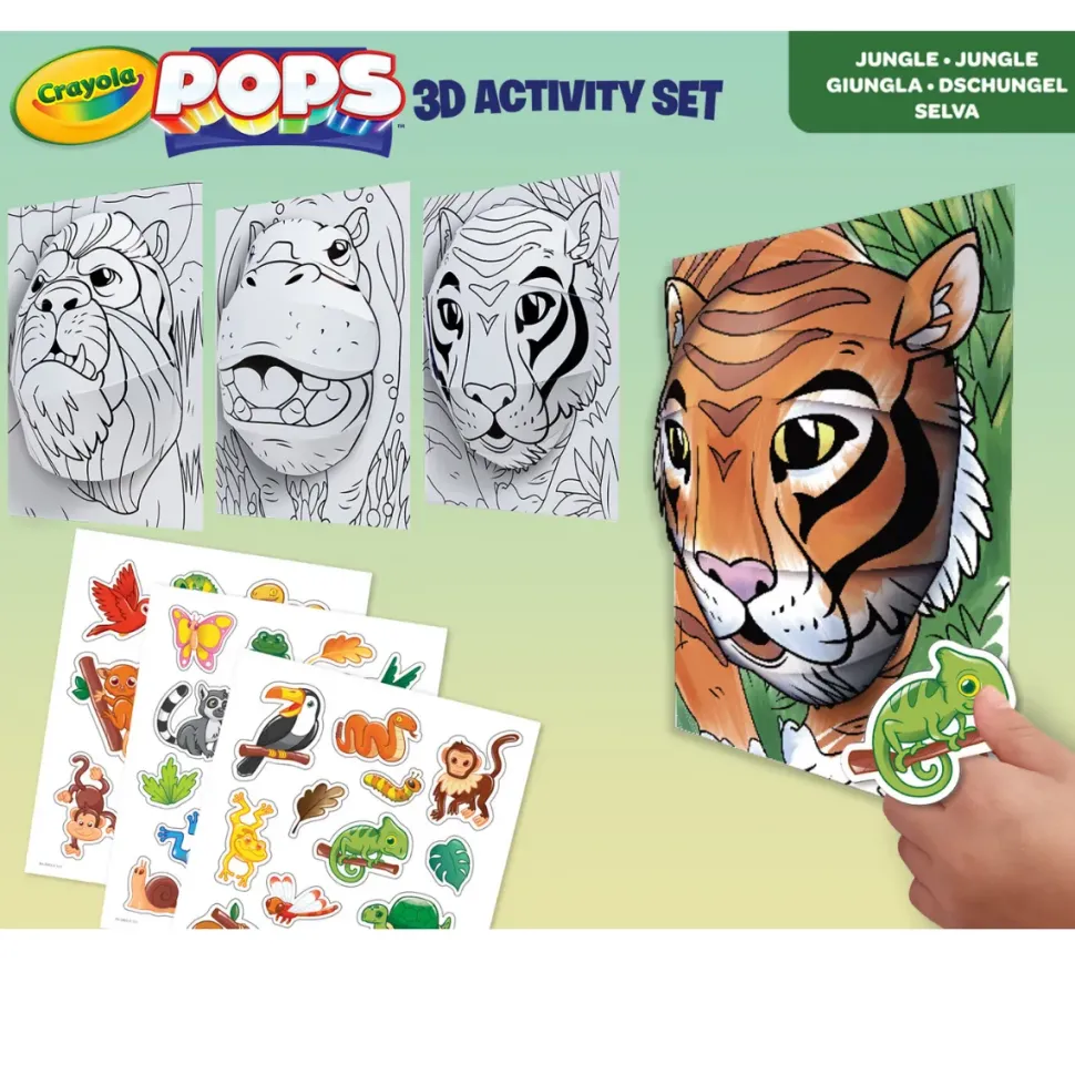 Crayola Pops 3D Activity Set Tigre E Giungla Colora E Crea Disegni Tridimensionali