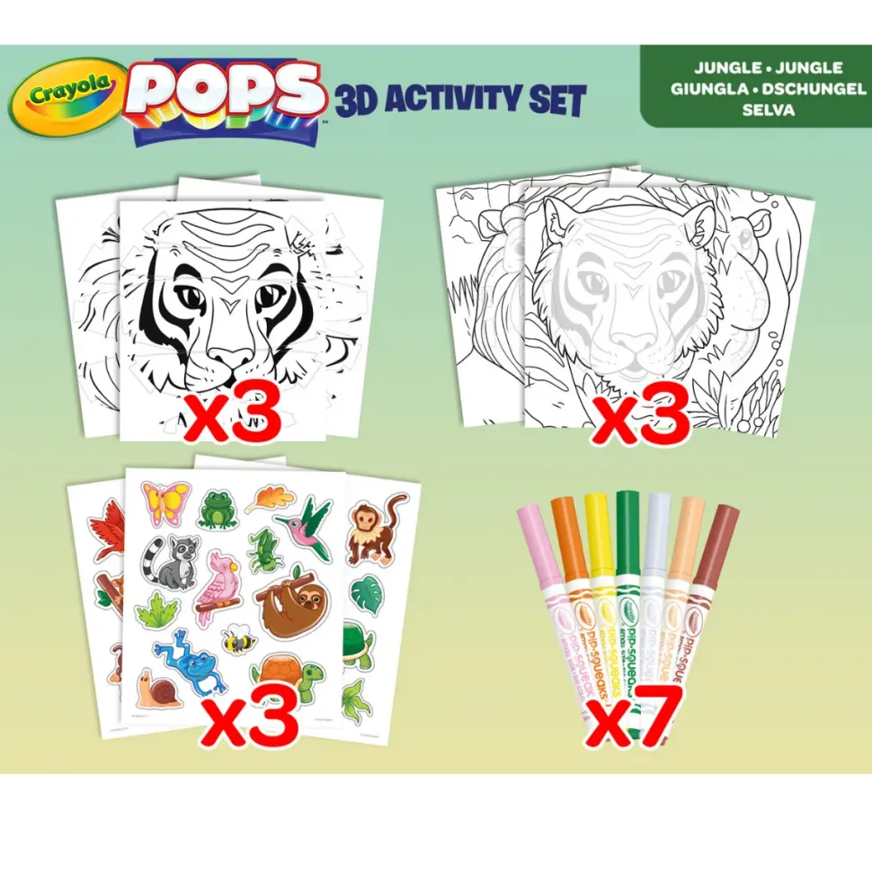 Crayola Pops 3D Activity Set Tigre E Giungla Colora E Crea Disegni Tridimensionali