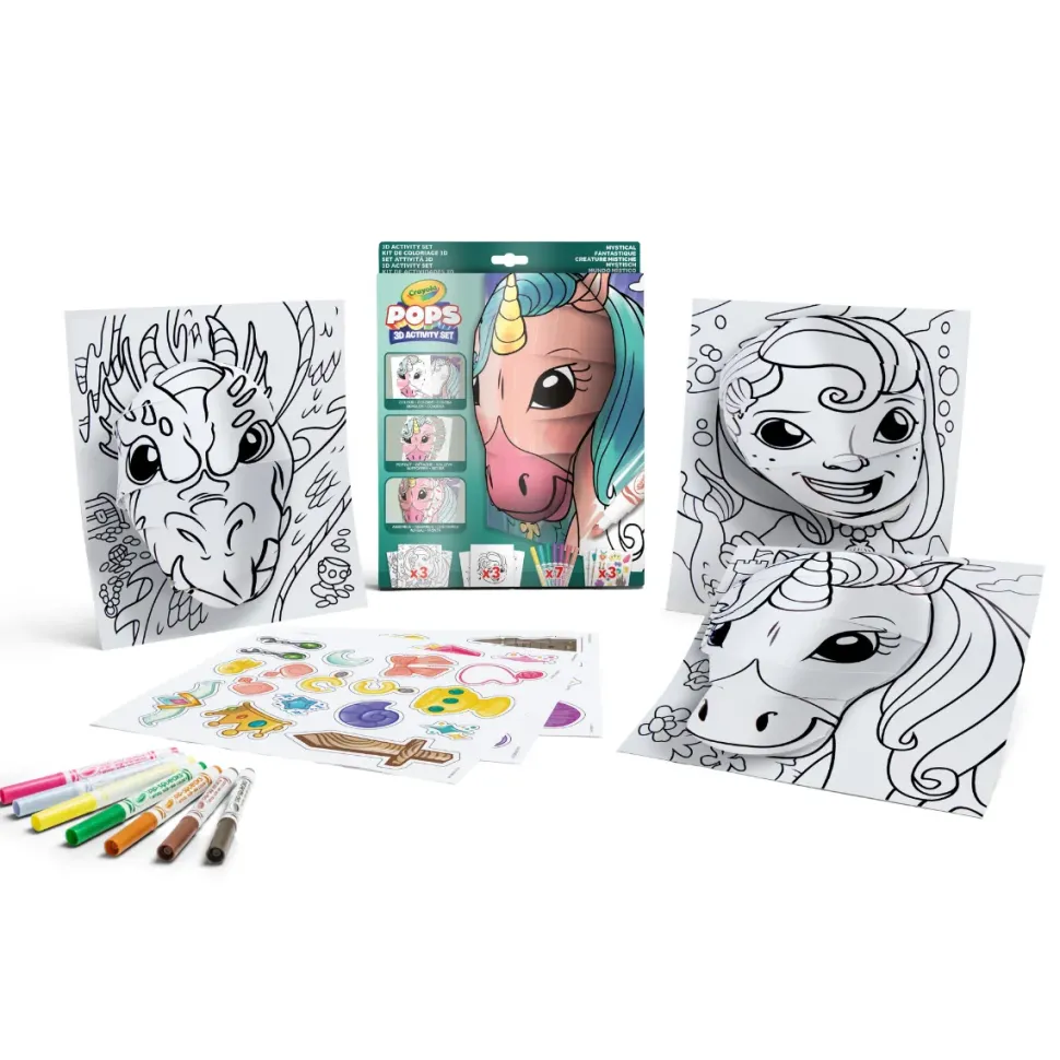Crayola Pops 3D Activity Set Unicorno E Creature Fantastiche Colora E Crea Disegni Tridimensionali