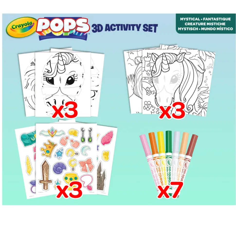 Crayola Pops 3D Activity Set Unicorno E Creature Fantastiche Colora E Crea Disegni Tridimensionali