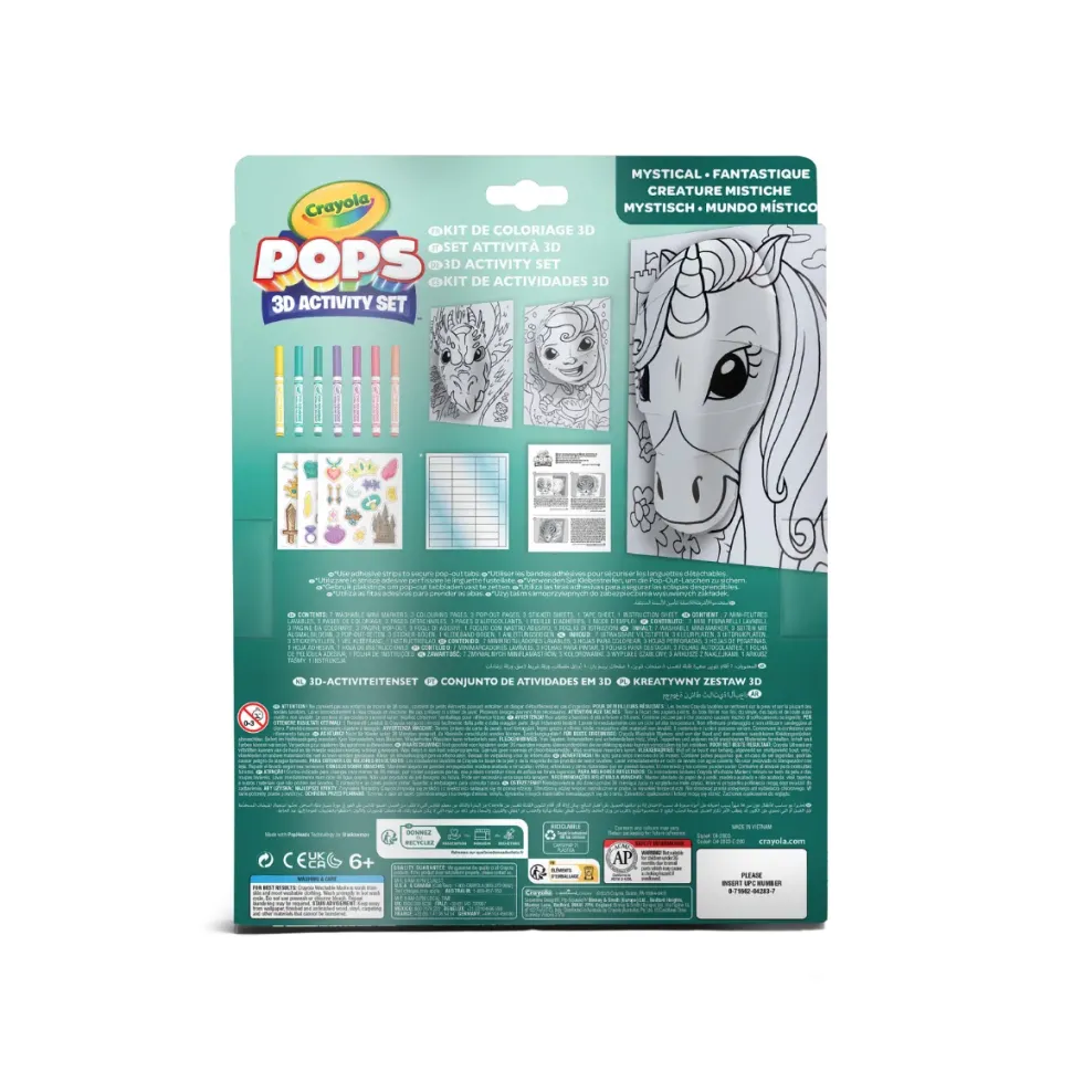 Crayola Pops 3D Activity Set Unicorno E Creature Fantastiche Colora E Crea Disegni Tridimensionali