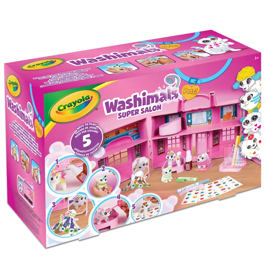 Crayola Washimals Super Salone Di Bellezza 5 Modi Per Giocare E Decorare! Colora E Fai Il Bagnetto Ai Tuoi Adorabili Cuccioli!