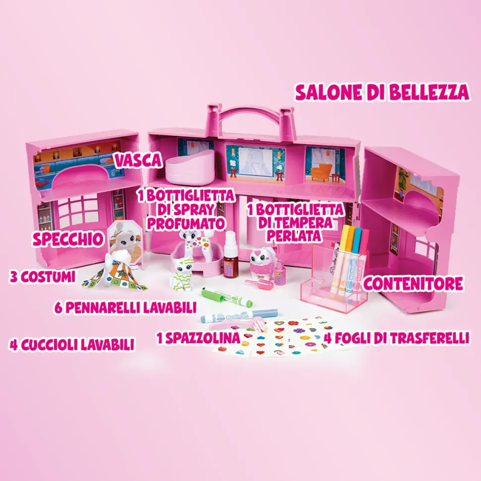 Crayola Washimals Super Salone Di Bellezza 5 Modi Per Giocare E Decorare! Colora E Fai Il Bagnetto Ai Tuoi Adorabili Cuccioli!