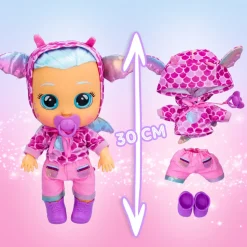Cry Babies Dressy Bruny, Bambola Interattiva Che Piange Lacrime Vere, Con Capelli Veri E Colorati, Ciuccio, Vestitini E Scarpine Luccicosi..