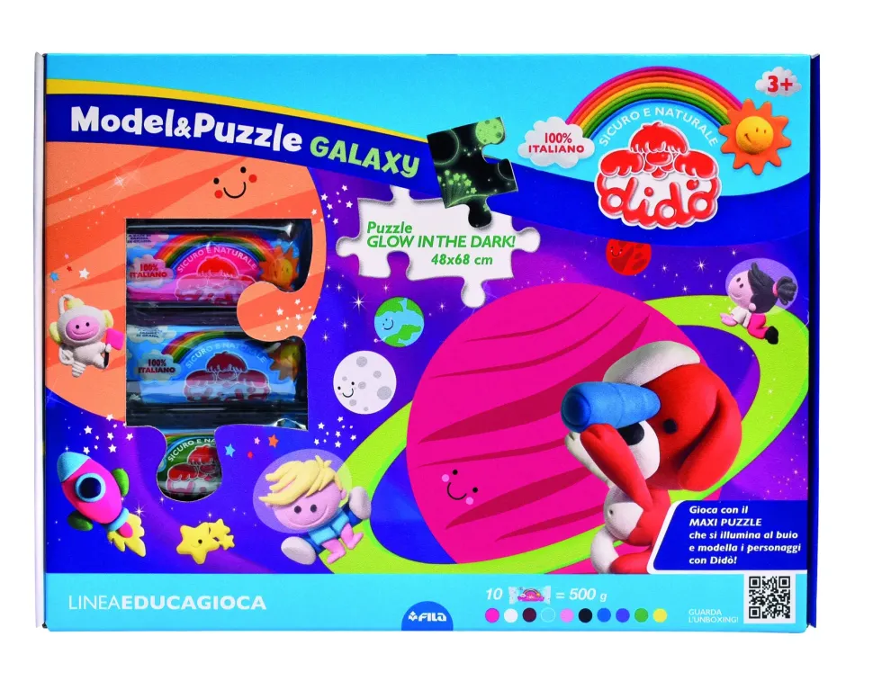 Dido' Model & Puzzle Galaxy Maxi Puzzle Fosforescente E Pasta Per Giocare