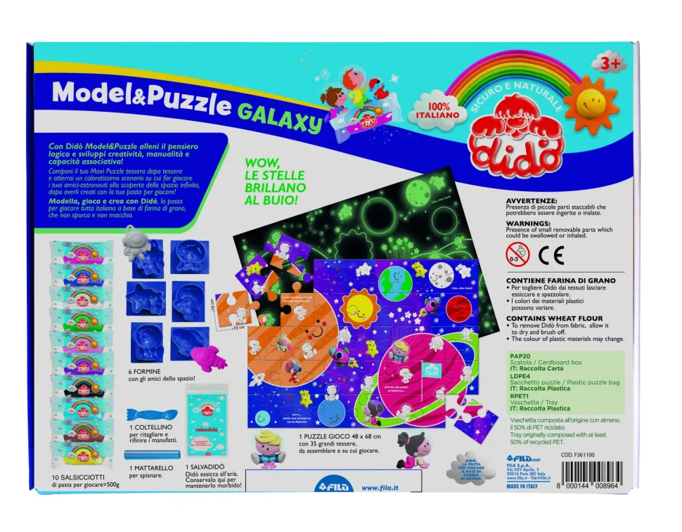 Dido' Model & Puzzle Galaxy Maxi Puzzle Fosforescente E Pasta Per Giocare