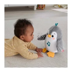 Fisher-Price Pinguino Dolci Coccole, Peluche Sensoriale Con Musica E Ali Che Si Muovono, Per Il Gioco Interattivo Da Distesi Sul Pancino, 0+ Anni, Hnc10