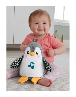 Fisher-Price Pinguino Dolci Coccole, Peluche Sensoriale Con Musica E Ali Che Si Muovono, Per Il Gioco Interattivo Da Distesi Sul Pancino, 0+ Anni, Hnc10