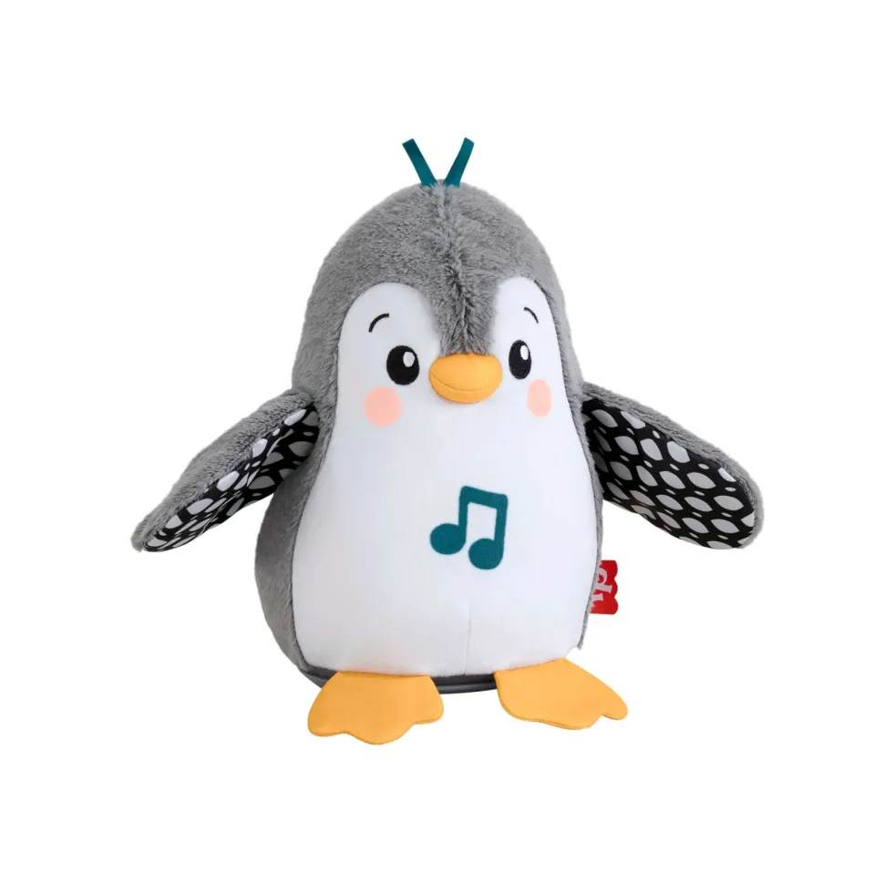 Fisher-Price Pinguino Dolci Coccole, Peluche Sensoriale Con Musica E Ali Che Si Muovono, Per Il Gioco Interattivo Da Distesi Sul Pancino, 0+ Anni, Hnc10
