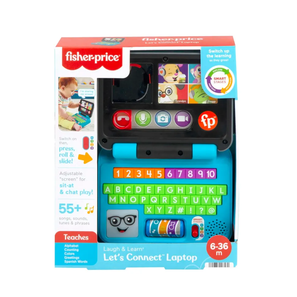 Fisher-Price Ridi E Impara Il Mio Primo Laptop, Edizione Italiana, Giocattolo Elettronico Con Contenuti Educativi Smart Stages, Giocattolo Per Bambini 6+ Mesi, Hhh03