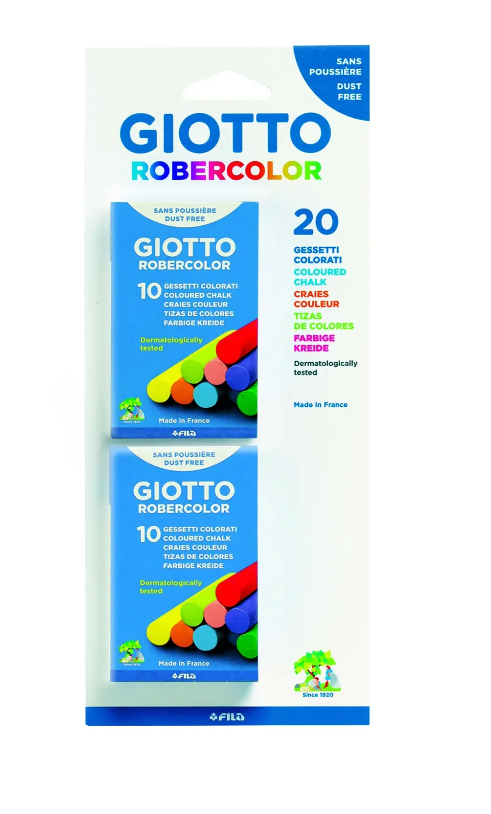 Giotto Gessetti Tondi Colorati Astuccio Con Doppia Confezione ( 2 X 10 Pz)