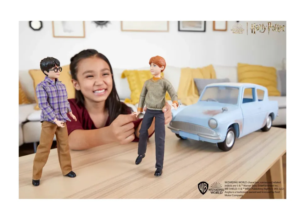 Harry Potter Auto Volante Con Harry E Ron, Con Macchina Ford Anglia E Bambole Harry Potter E Ron Weasley, Giocattolo Da Collezione Per Bambini Dai 6 Anni In Su