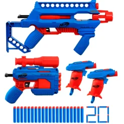 Hasbro Nerf Alpha Strike, Infantry Pack, Contiene 4 Blaster, 20 Dardi Originali Nerf Elite, Semplici Da Caricare, Armare E Lanciare