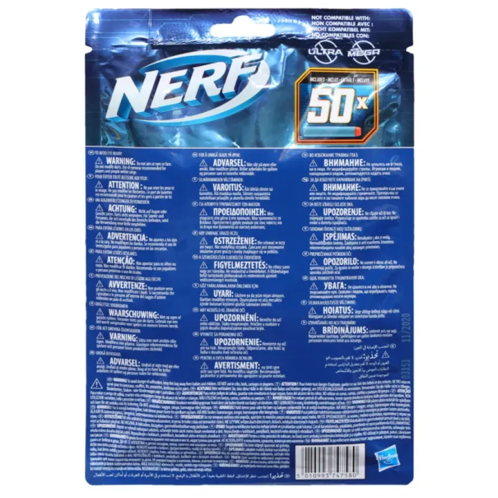Hasbro Nerf Elite 2.0 Confezione Ricarica 50 Dardi Elite 2.0 Ufficiali, Compatibile Con Tutti I Blaster Nerf Elite