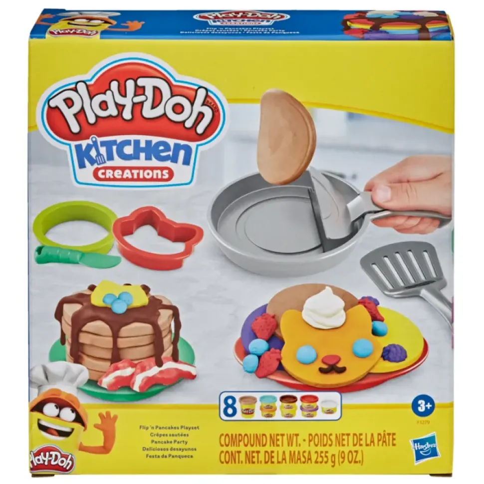 Hasbro Play-Doh Kitchen Creations Flip 'N Pancakes, Per Bambini Dai 3 Anni In Su, Con 8 Colori, 14 Componenti