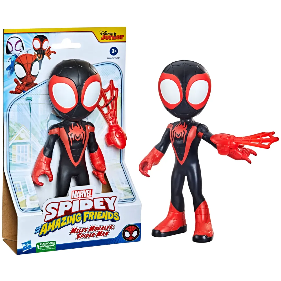 Hasbro Spidey E I Suoi Fantastici Amici Mega Miles Morales, Action Figure Da 22,5 Cm, Dai 3 Anni In Su