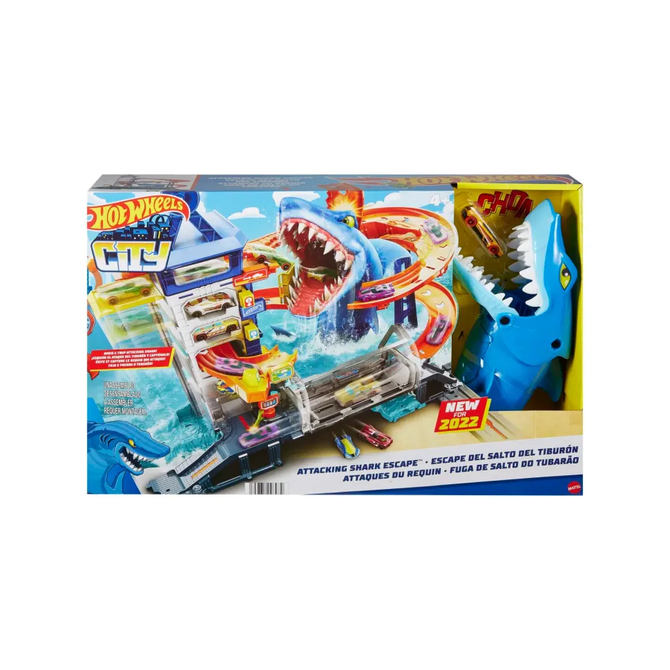 Hot Wheels City Set Super Squalo Playset Con 1 Macchinina Hot Wheels, Pista A Tema Nemesi, Si Collega Ad Altri Playset, Giocattolo Per Bambini Dai 4 Anni In Su