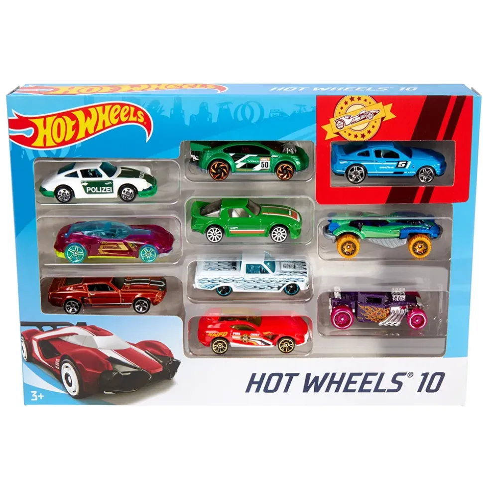 Hot Wheels- Confezione Da 10 Macchinine In Scala 1:64, Veicoli Assortiti Con Decorazioni Mozzafiato, 3+Anni