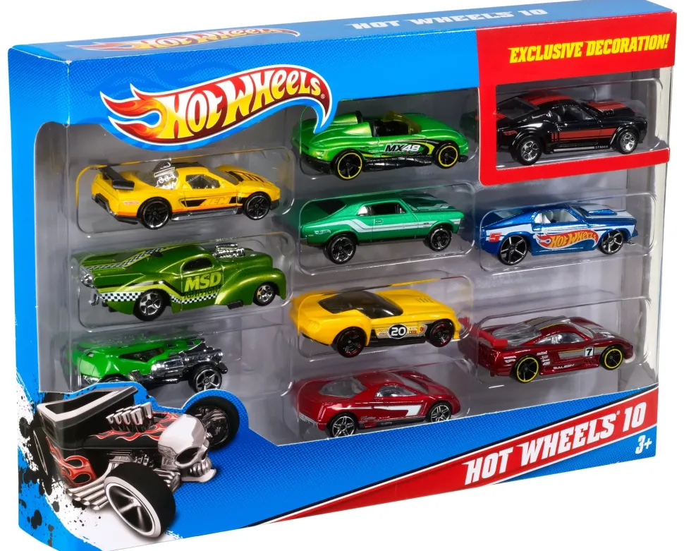 Hot Wheels- Confezione Da 10 Macchinine In Scala 1:64, Veicoli Assortiti Con Decorazioni Mozzafiato, 3+Anni