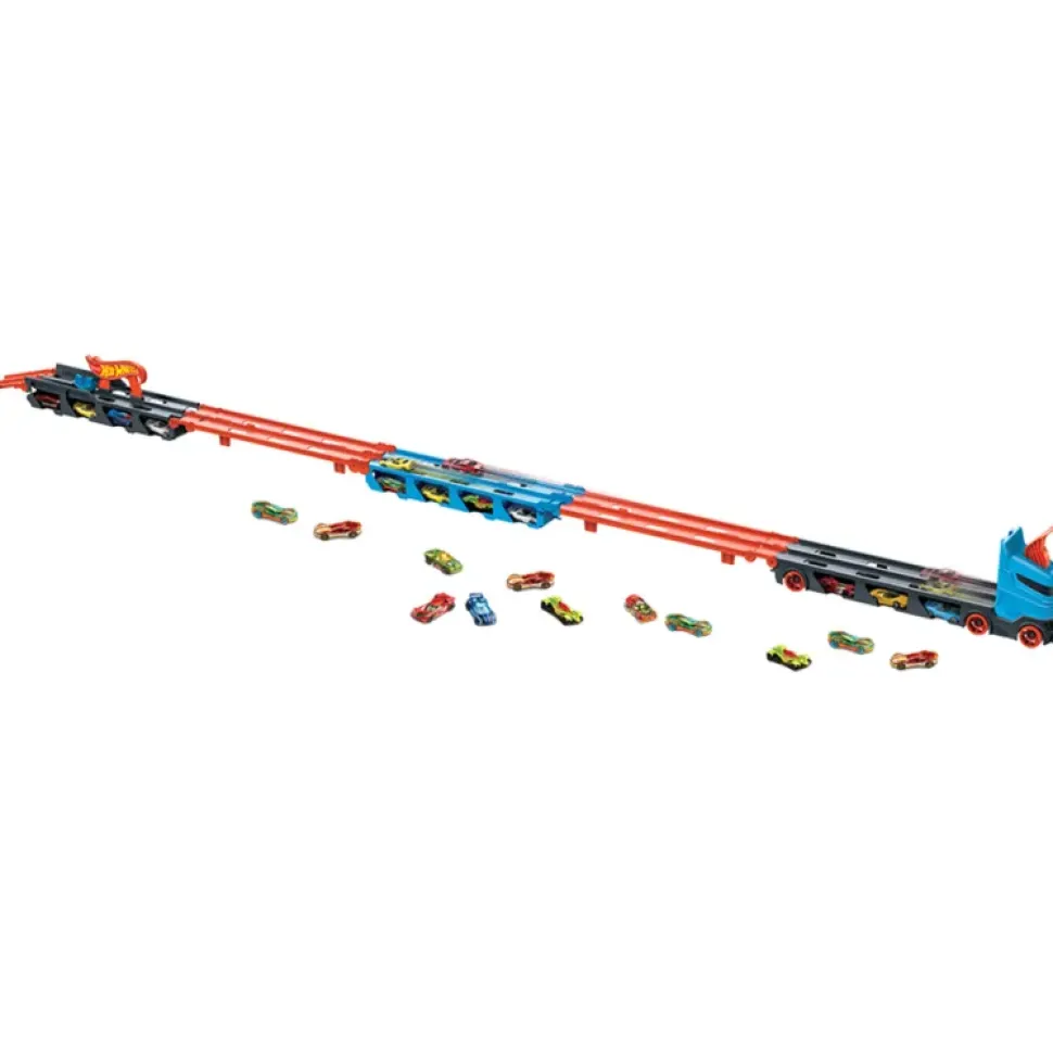 Hot Wheels 2In1 Camion Trasportatore E Pista Con 3 Macchinine, 4+Anni