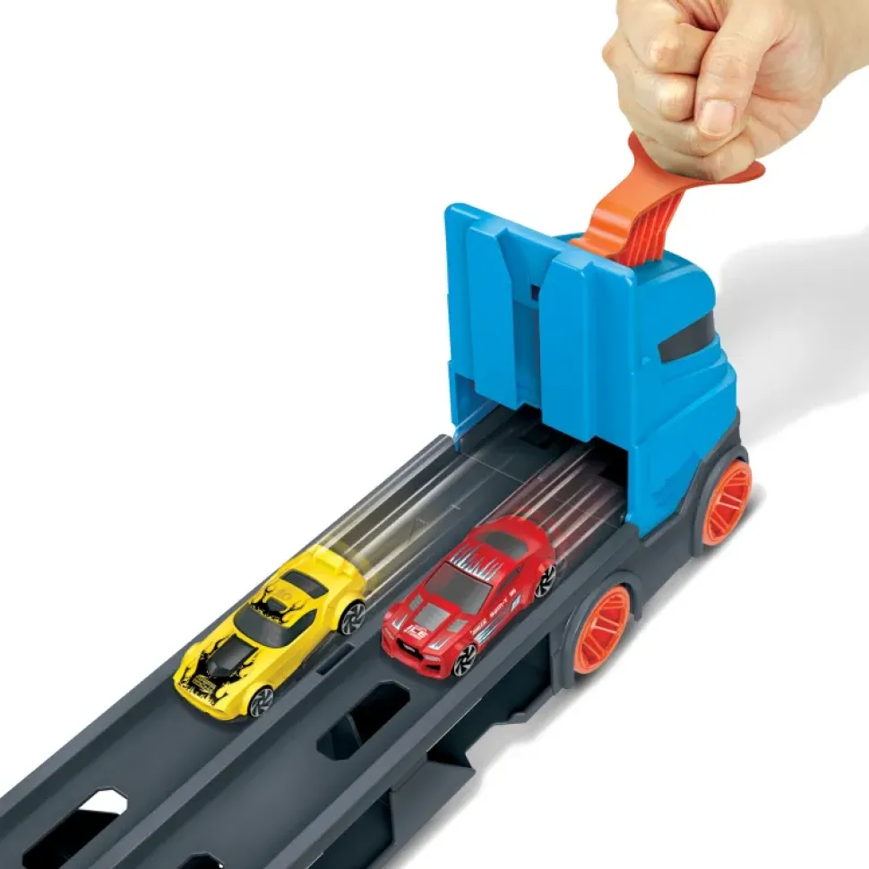 Hot Wheels 2In1 Camion Trasportatore E Pista Con 3 Macchinine, 4+Anni