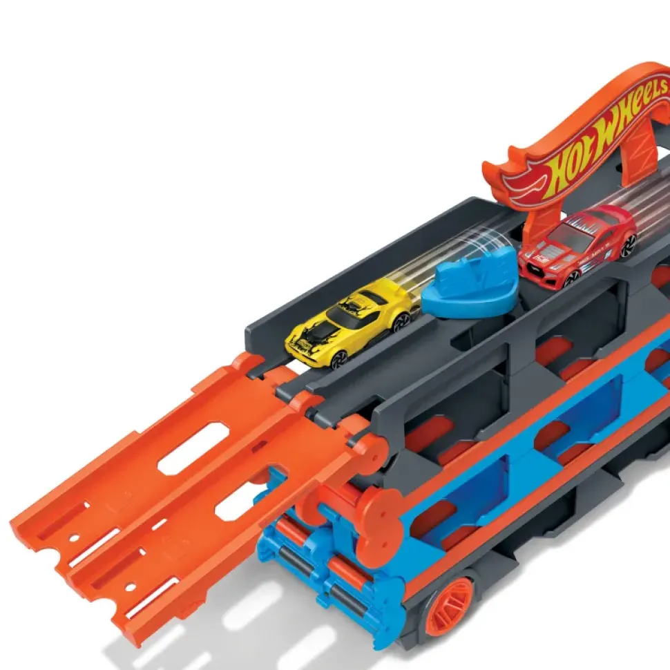 Hot Wheels 2In1 Camion Trasportatore E Pista Con 3 Macchinine, 4+Anni