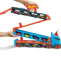 Hot Wheels 2In1 Camion Trasportatore E Pista Con 3 Macchinine, 4+Anni