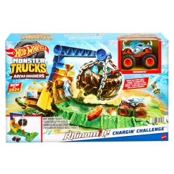 Hot Wheels Monster Trucks Sfida Demolizione Del Carico Rhinomite, Playset Arena Degli Scontri Con Truck Rhinomite