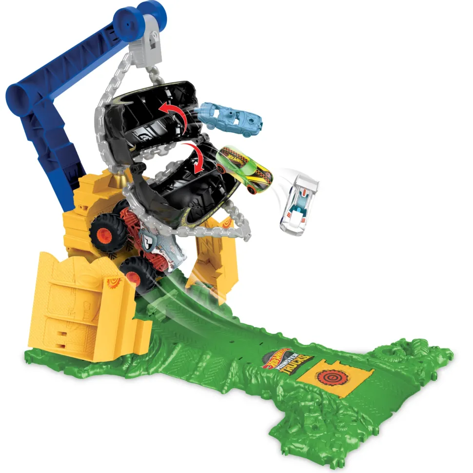 Hot Wheels Monster Trucks Sfida Demolizione Del Carico Rhinomite, Playset Arena Degli Scontri Con Truck Rhinomite