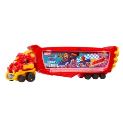Hot Wheels Racerverse Trasportatore Hulkbuster, Veicolo Per Trasportare Fino A 10 Macchinine, Con Cabina Di Guida Rimovibile, Casco Apribile E Personaggio