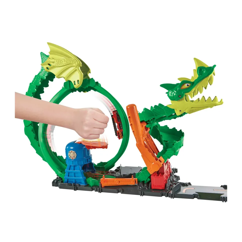 Hot Wheels-Dragone Di Fuoco Con 1 Veicolo Die-Cast Incluso E Stazione Dei Pompieri, Giocattolo Per Bambini 5+ Anni, Hdp03
