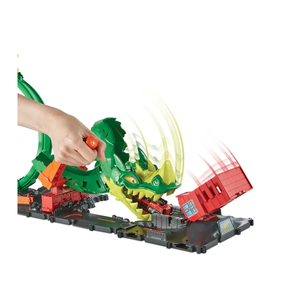 Hot Wheels-Dragone Di Fuoco Con 1 Veicolo Die-Cast Incluso E Stazione Dei Pompieri, Giocattolo Per Bambini 5+ Anni, Hdp03