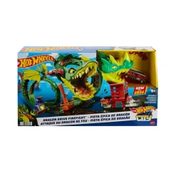 Hot Wheels-Dragone Di Fuoco Con 1 Veicolo Die-Cast Incluso E Stazione Dei Pompieri, Giocattolo Per Bambini 5+ Anni, Hdp03