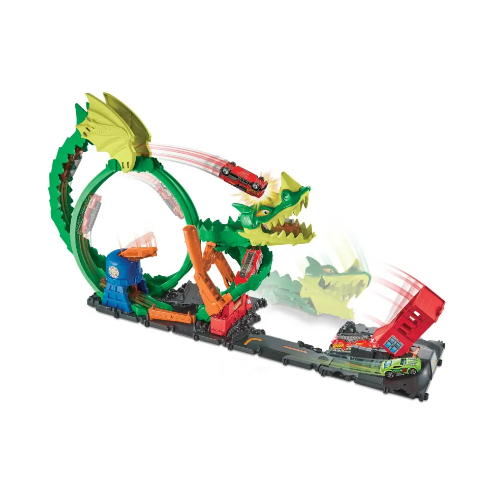 Hot Wheels-Dragone Di Fuoco Con 1 Veicolo Die-Cast Incluso E Stazione Dei Pompieri, Giocattolo Per Bambini 5+ Anni, Hdp03