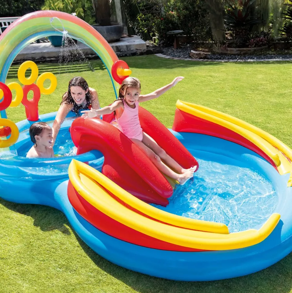Intex Playground Arcobaleno Piscina Gonfiabile, Con Palline, Multicolore, 297X193X135 Cm