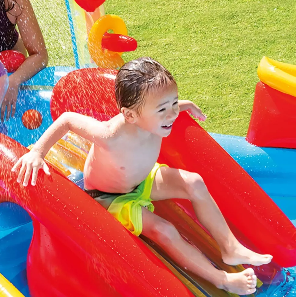 Intex Playground Arcobaleno Piscina Gonfiabile, Con Palline, Multicolore, 297X193X135 Cm