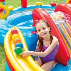 Intex Playground Arcobaleno Piscina Gonfiabile, Con Palline, Multicolore, 297X193X135 Cm