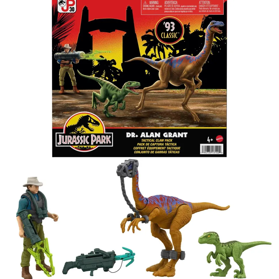 Jurassic Park Dott. Alan Grant Artiglio Tattico Set Di Personaggi Con 1 Action Figure, 2 Dinosauri E 6 Accessori