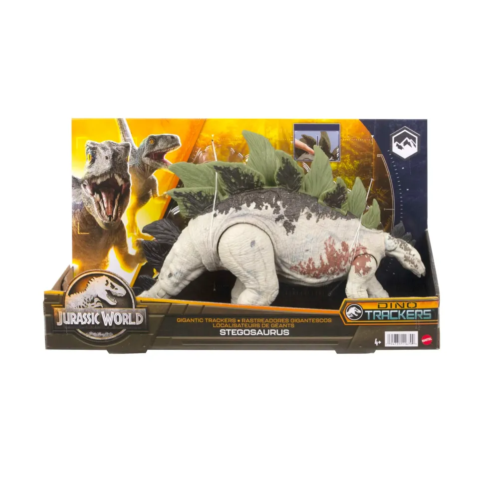 Jurassic World Predatori Giganti Stegosauro, Dinosauro Di Grandi Dimensioni Con Mossa D'Attacco E Attrezzatura Di Tracciamento, Per Gioco Classico E Digitale, Giocattolo, 4+ Anni, Hlp24