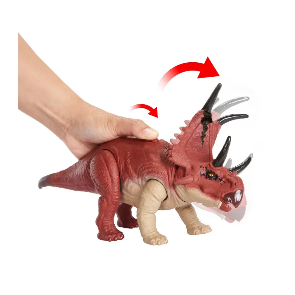 Jurassic World Ruggito Selvaggio, Diabloceratopo, Dinosauro Con Suoni E Mossa D'Attacco, Dimensioni Medie, Snodato E Con Gioco Digitale , Giocattolo Per Bambini, 4+ Anni, Hlp16