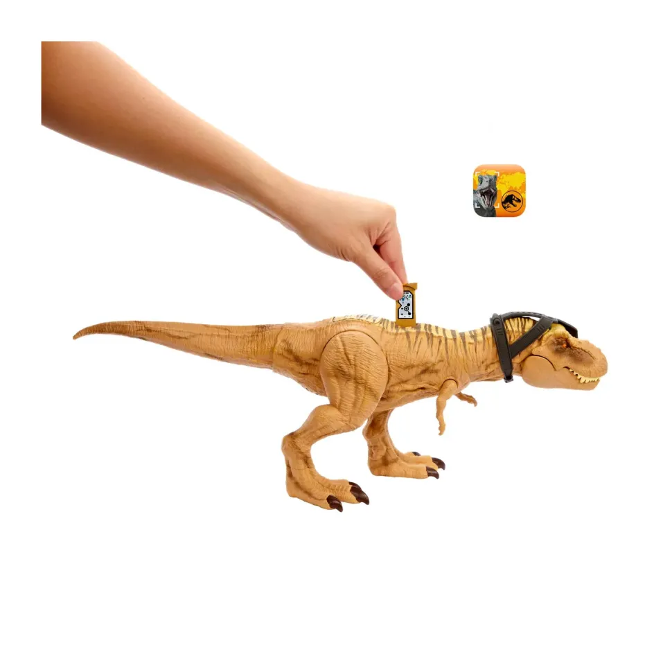 Jurassic World T-Rex Caccia E Divora, Dinosauro Action Figure Con Azione D'Attacco Doppio Morso, Suoni E Attrezzatura Di Tracciamento, 4+ Anni, Hnt62
