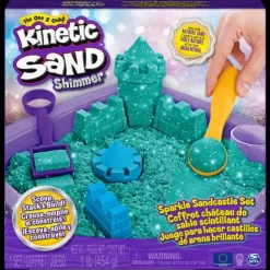 Kinetic Sand Castello Di Sabbia Glitterata Verde Acqua, 5 Formine E Accessori