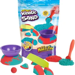 Kinetic Sand, Mold N' Flow, 680G Di Kinetic Sand, Sabbia In 2 Colori, Rossa E Verde, 3 Strumenti Per Modellare E Creare, Gioco Per Bambini E Bambine, 3+ Anni
