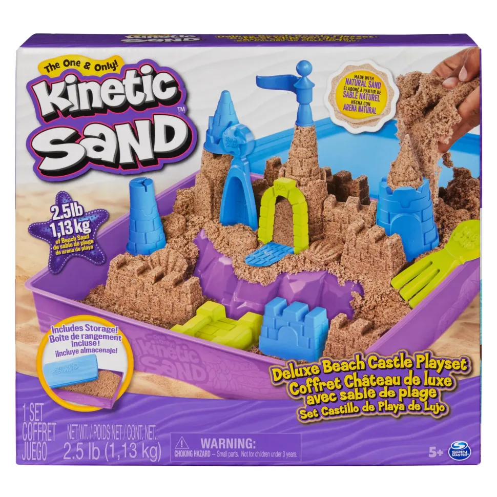 Kinetic Sand, Playset Regno Di Sabbia, 1,13 Kg Di Sabbia Effetto Spiaggia, Formine E Accessori, Giochi Creativi Per Bambini E Bambine, 3+ Anni